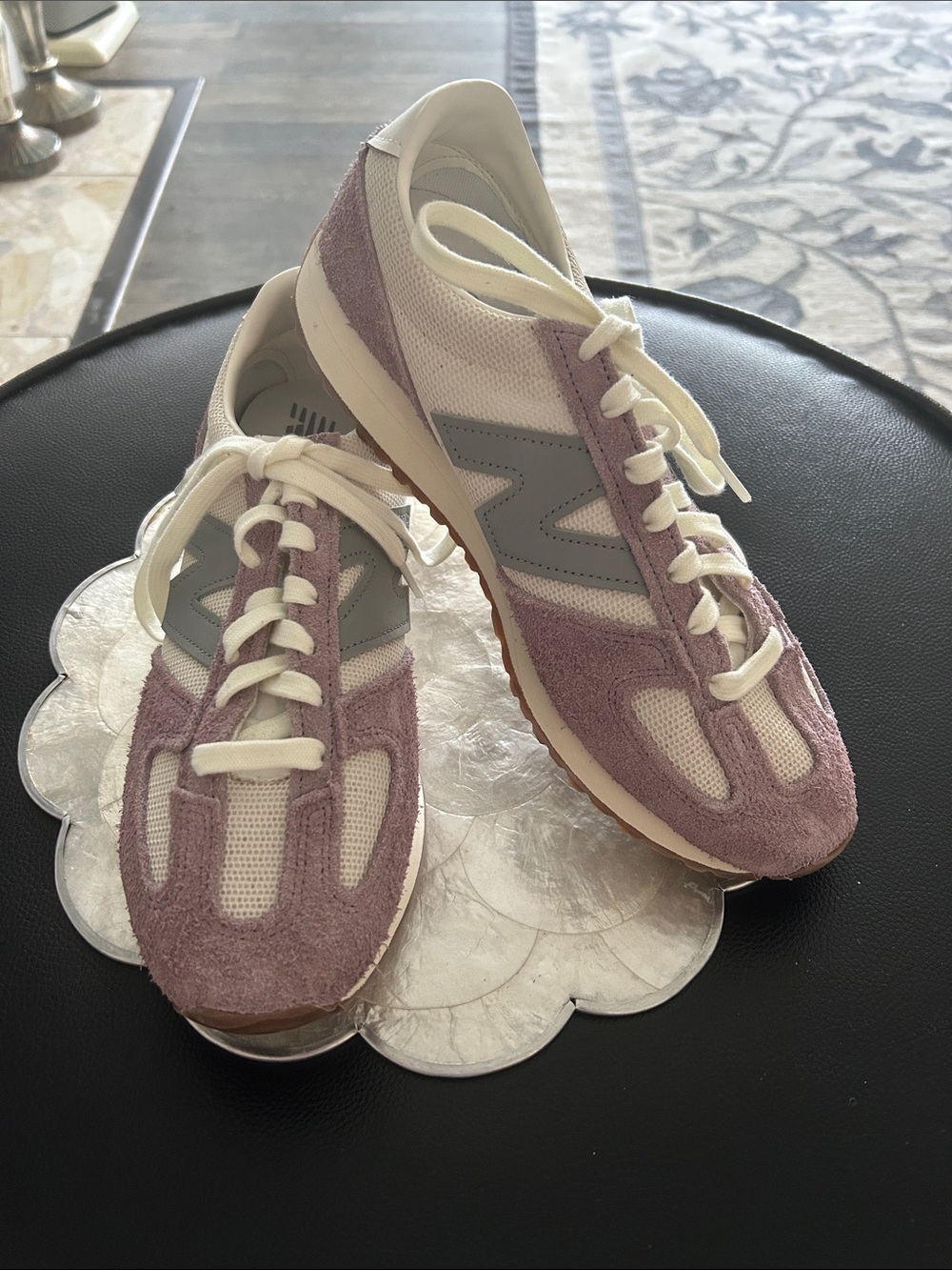 New Balance Women's Lavender Suede & White Mesh Retro Sneakers